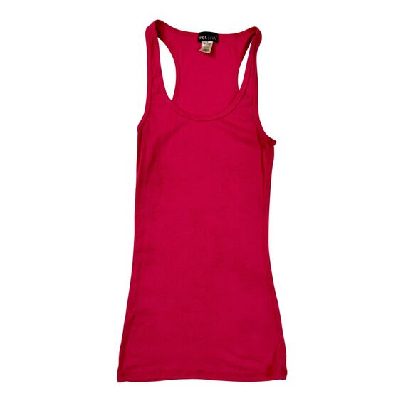 Wet Seal Tops - Wet Seal Ribbed Racerback Skinny Longline Tank Top Hot Pink Y2K Women's Medium